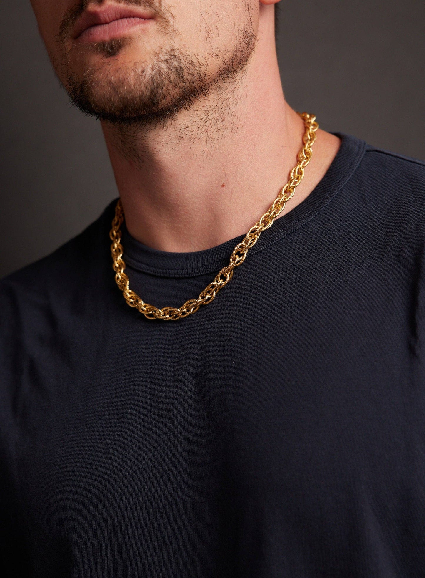 Men's Gold CHUNKY Thick Rope Chain Necklce: 20