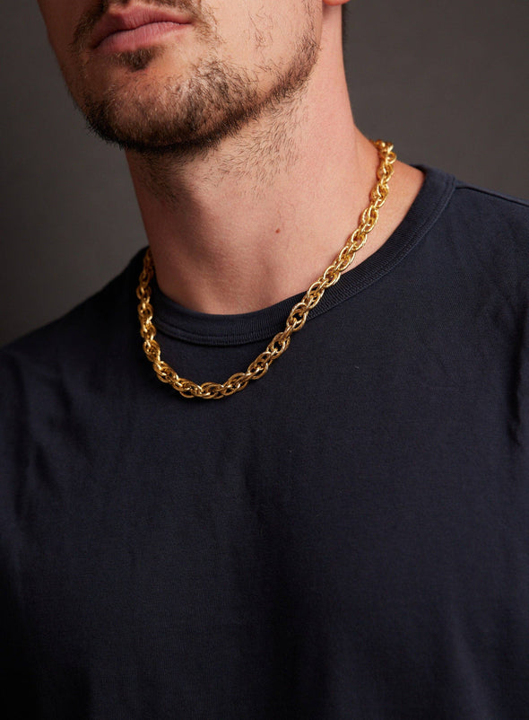 Men's Gold CHUNKY Thick Rope Chain Necklce: 20