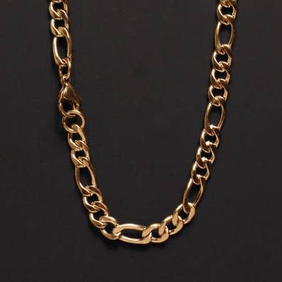 6mm Gold Figaro Chain Necklace for Men: 22"