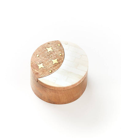 Nakshatra Moon Stars Pivot Box - Bone, Wood, Brass