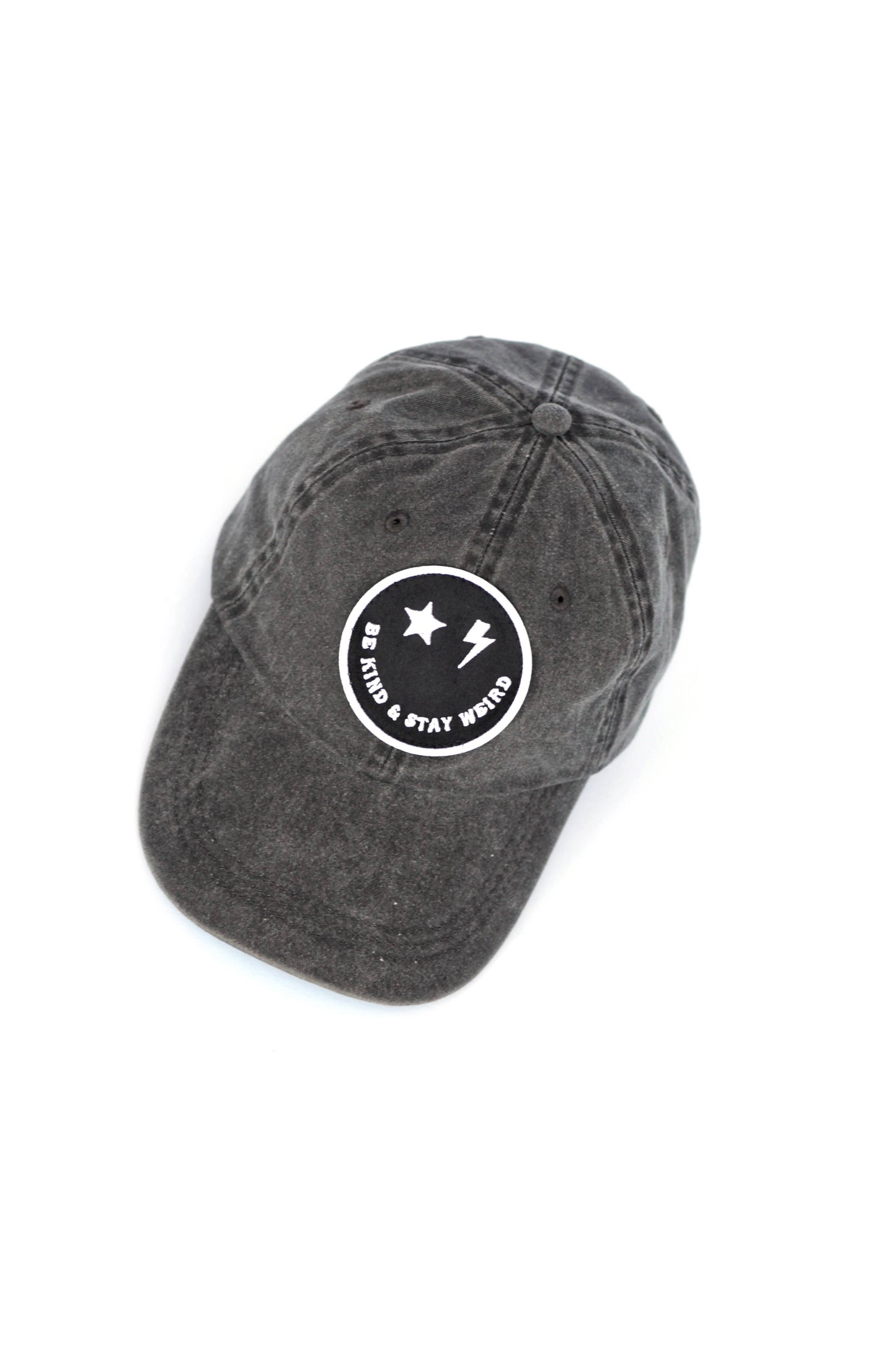 Smiley Face Be Kind & Stay Weird Baseball Cap dark gray hat