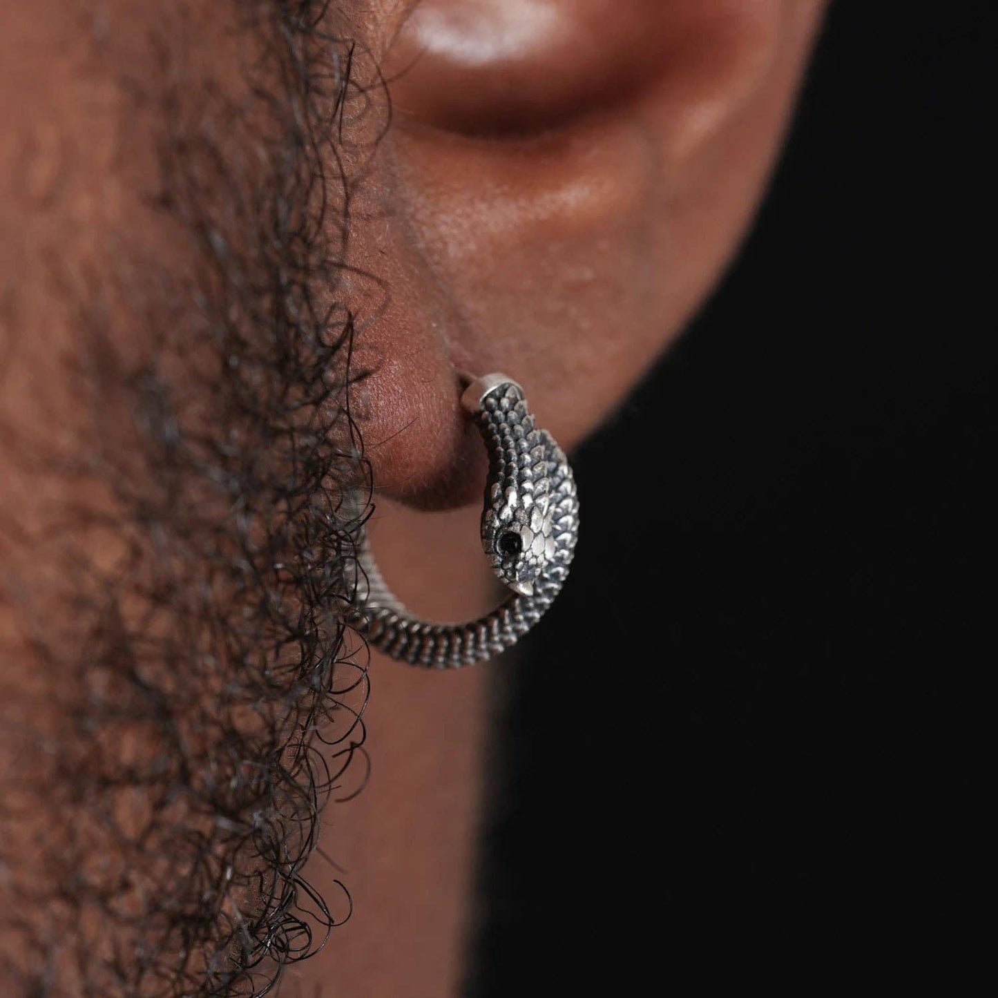 Hognose Snake Earrings: Oxidized Silver