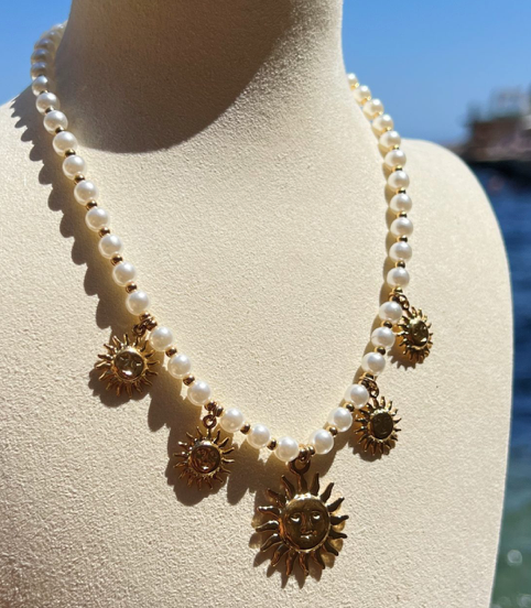 HoopLa Style - Sea & Sun Charm Collection- Faux Pearl & Sun Charms