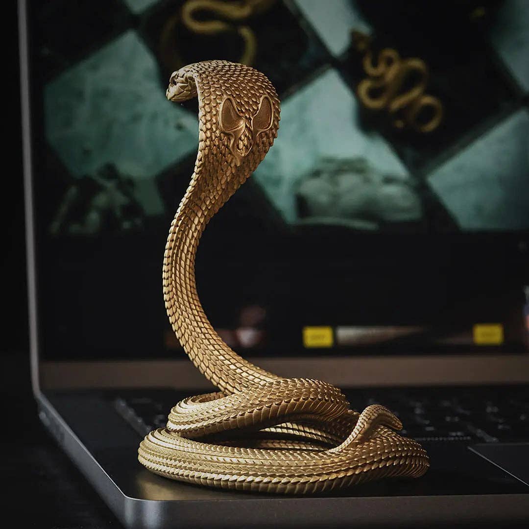 Cobra Phone Stand: Brass