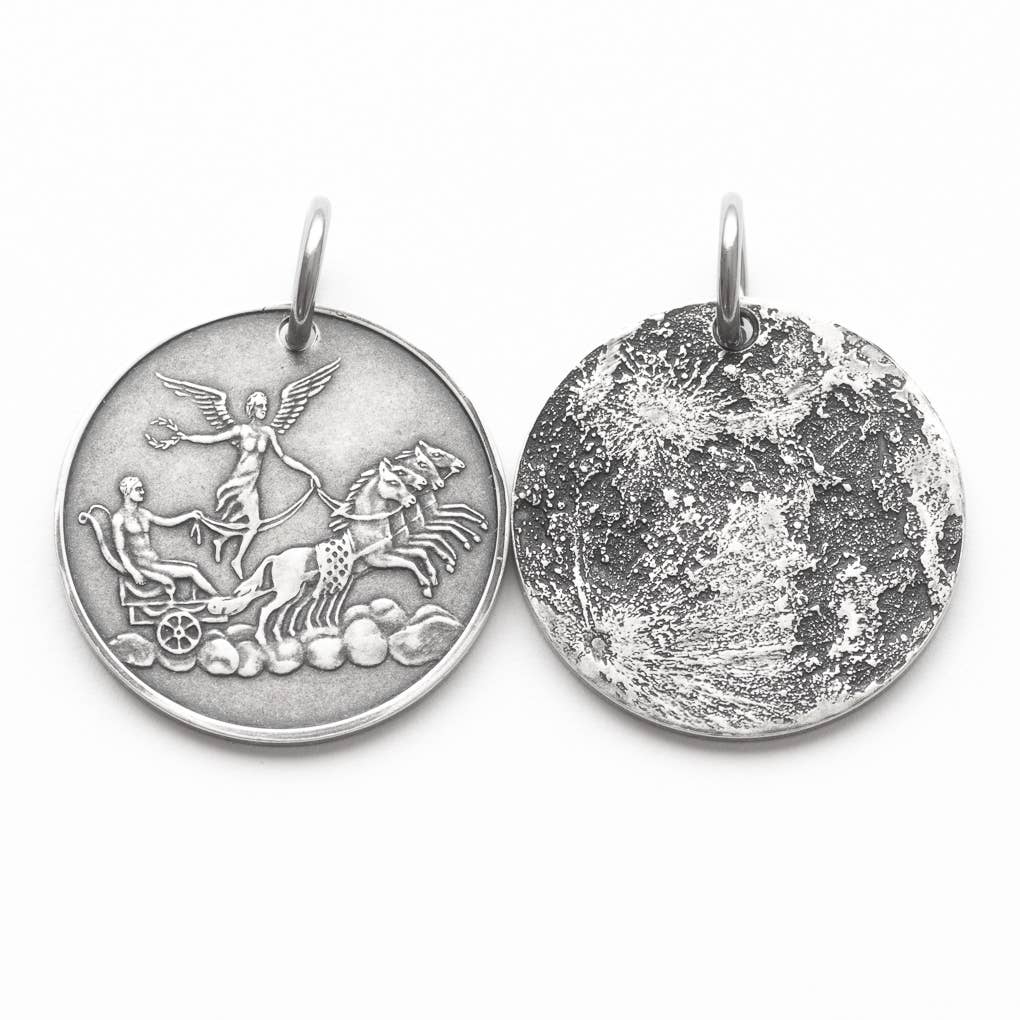 Angel of Peace Moon Silver Necklace: Charm