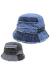 Patch work bucket hat: Denim blue