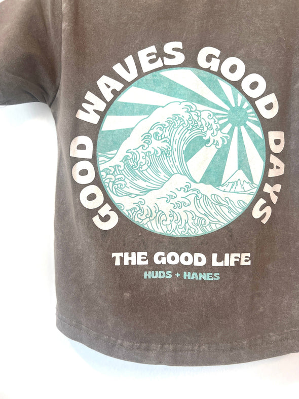 Good Waves Good Days Acid Wash Tee