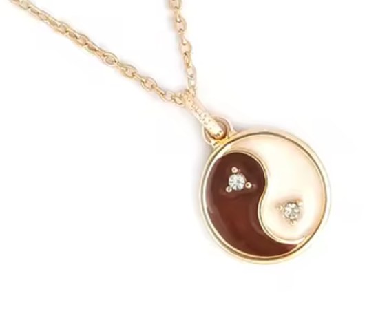 HoopLa Style - Balance-Yin Yang Forcaté Enamel Coin Steel Necklace