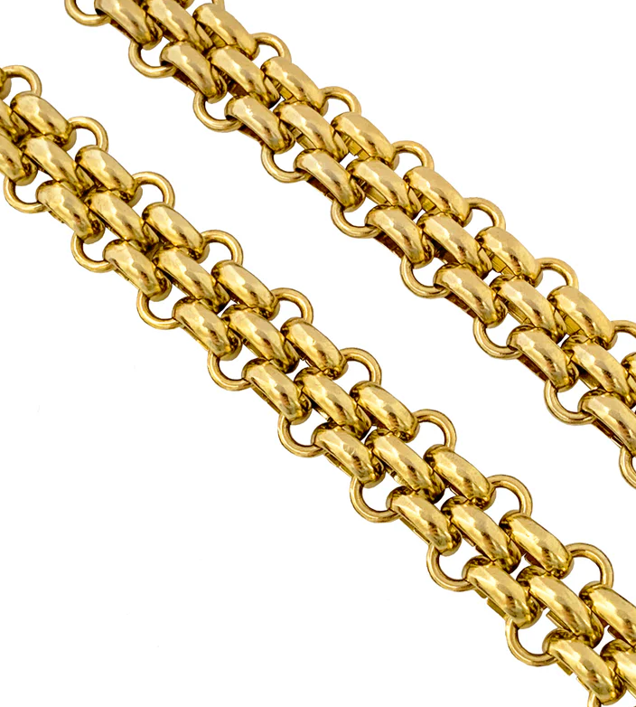 HoopLa Style - Estate Panther Chain Link Stainless Steel Necklace 14K Gold 