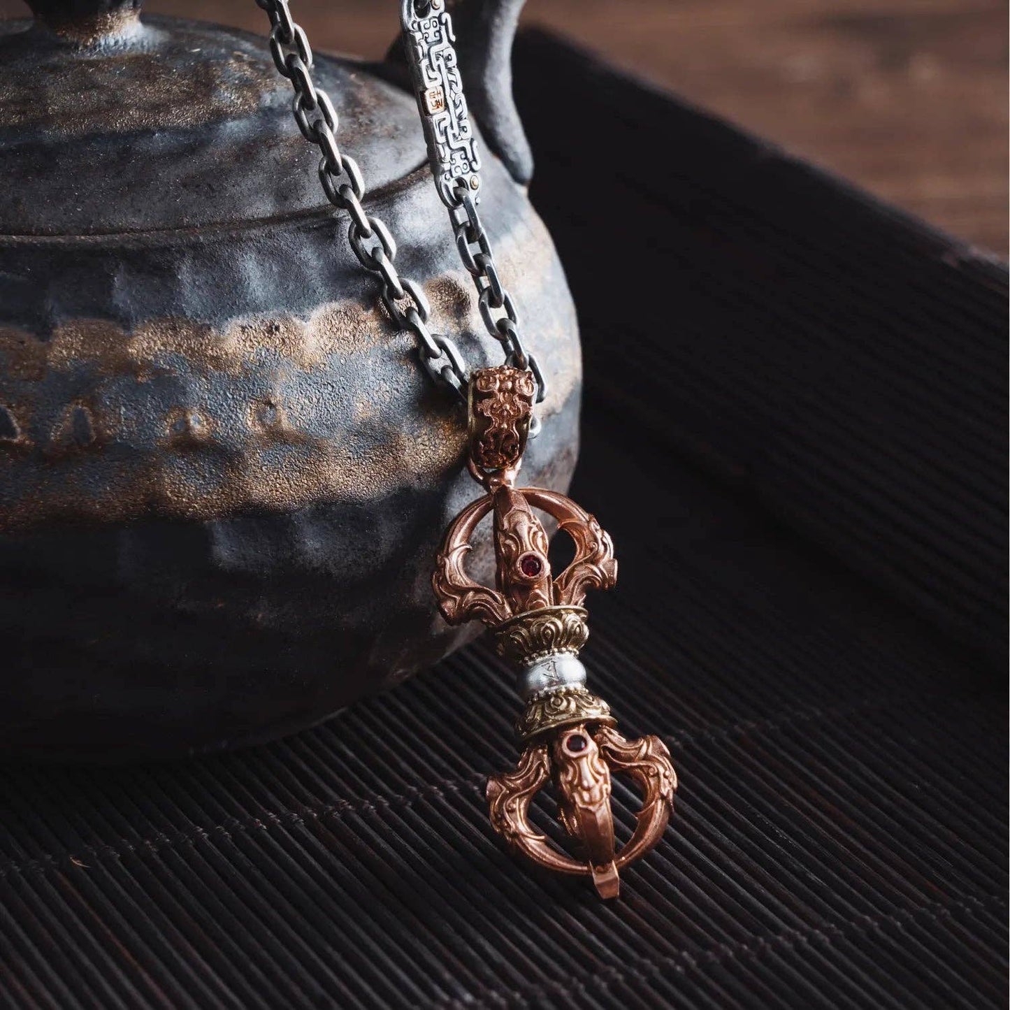 Vajra Pestle Pendant: Copper & Brass & Silver