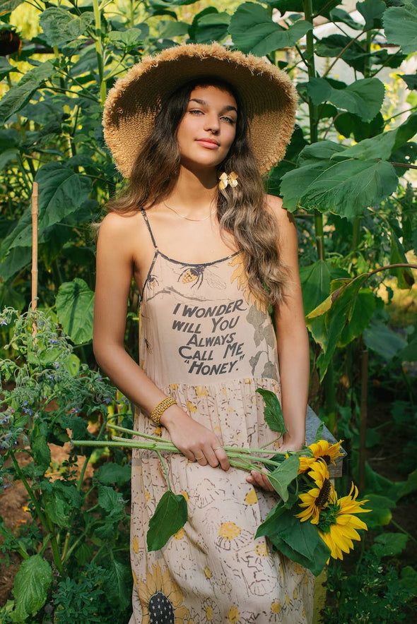 Milk & Honey Bohéme Slip Dress with Bees and Sunflowers