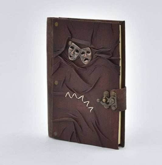 Mini  Theatre Mask Diary Real Leather Journal Notebook