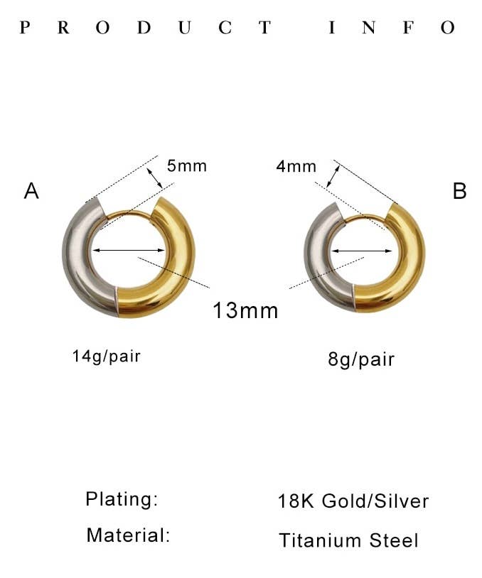 HoopLa Style - Undecided- Two Tone Earring- Hinge French Cleat Closure: Large