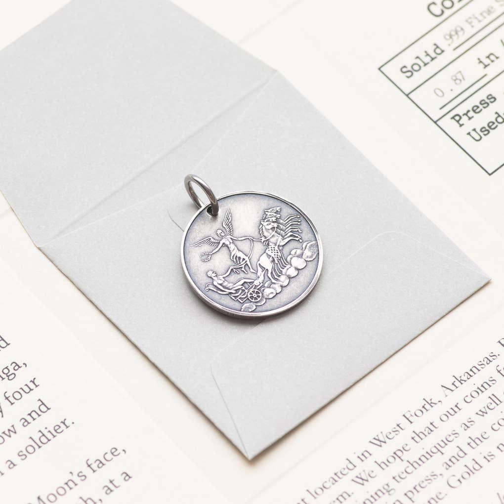 Angel of Peace Moon Silver Necklace: Charm