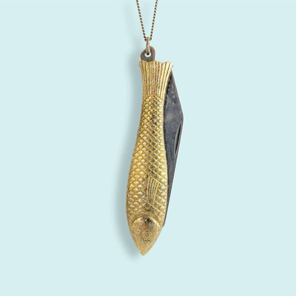 Fish Knife Necklace: 28 Inch