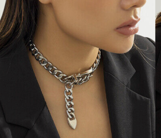 HoopLa Style - Ann- Buckle Necklace- Boucle de Sellier Collar: Silver