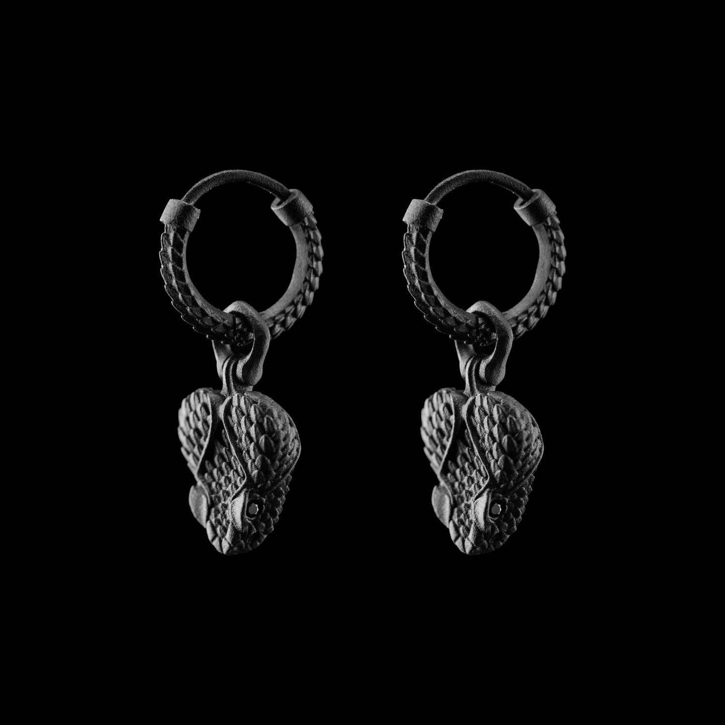 Rattlesnake Head Earrings: Brass