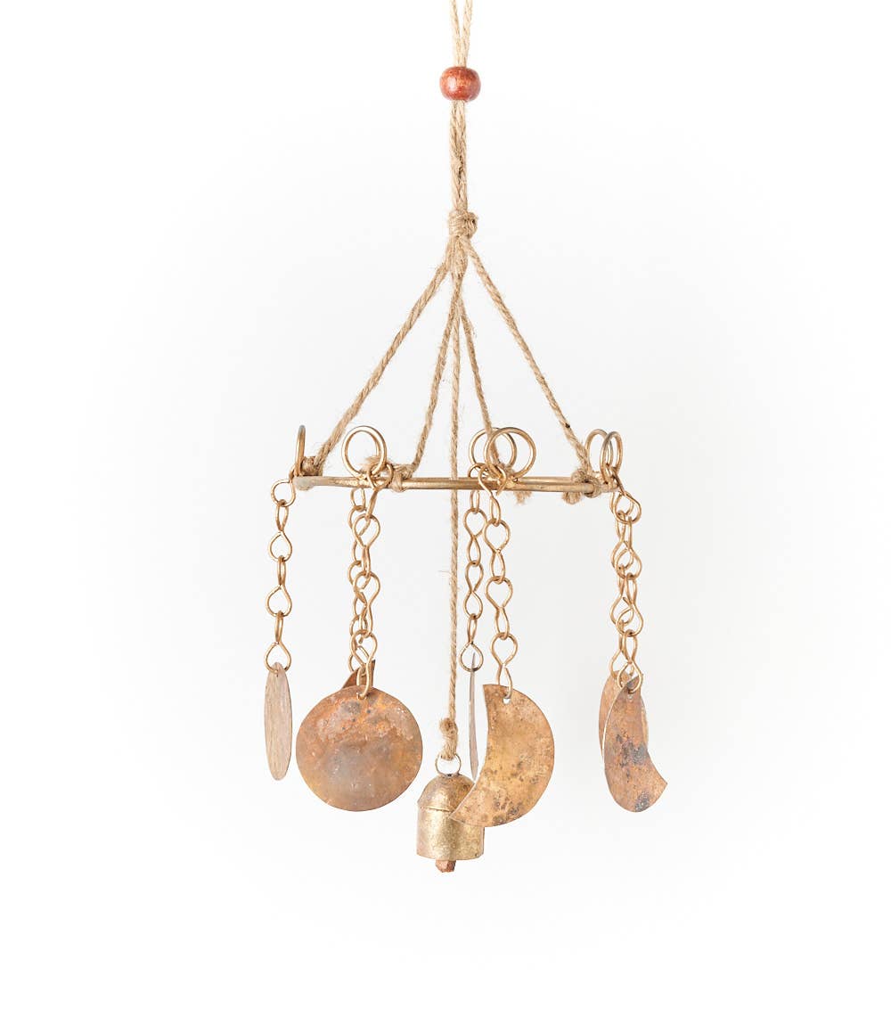 Indukala Moon Phase Mobile Wind Chime with Bell