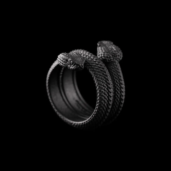 Amphisbaena Triple layer Ring: Oxidized Silver / 10