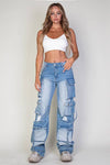 Ripped Distressed Denim Cargo Jeans