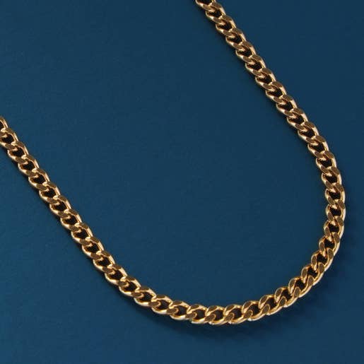 3.5 mm Gold Cuban Chain Necklace: 18"