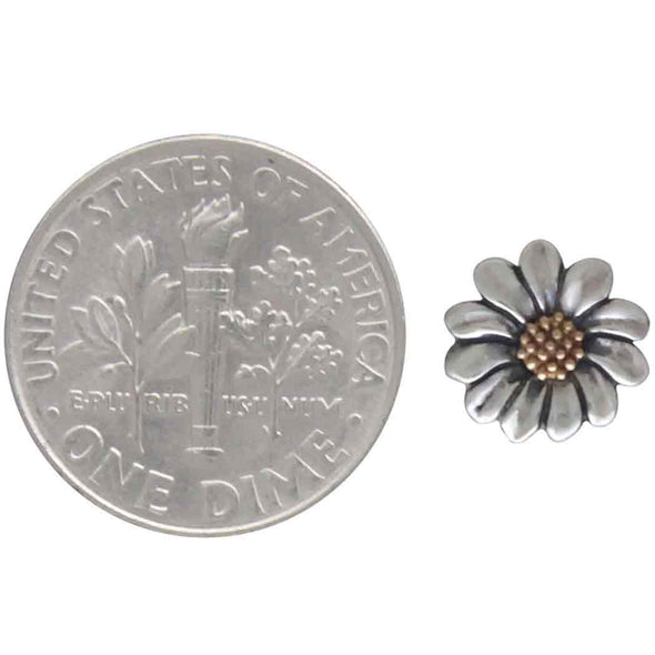 Tiny Mixed Metal Daisy Post Earrings 9x9mm