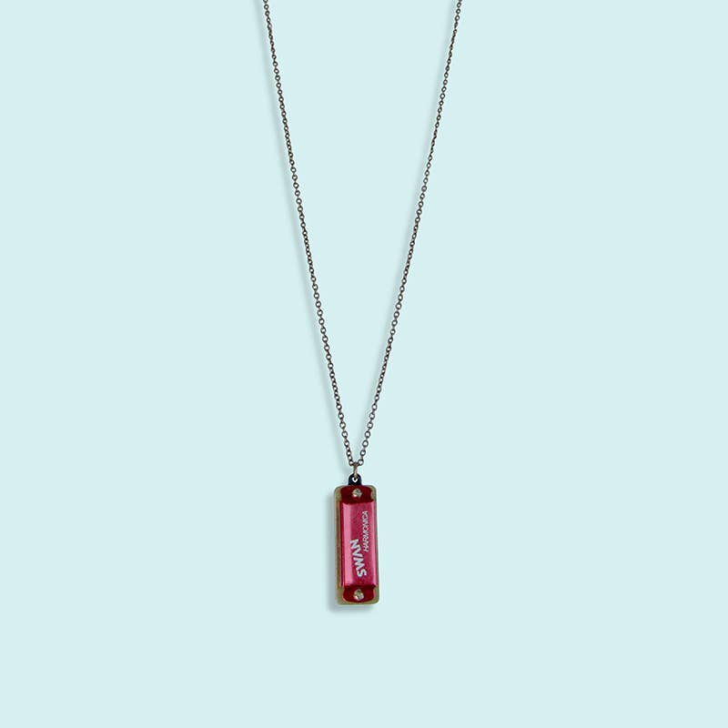 Harmonica Necklace, Available in three colors: Black / 28 Inch