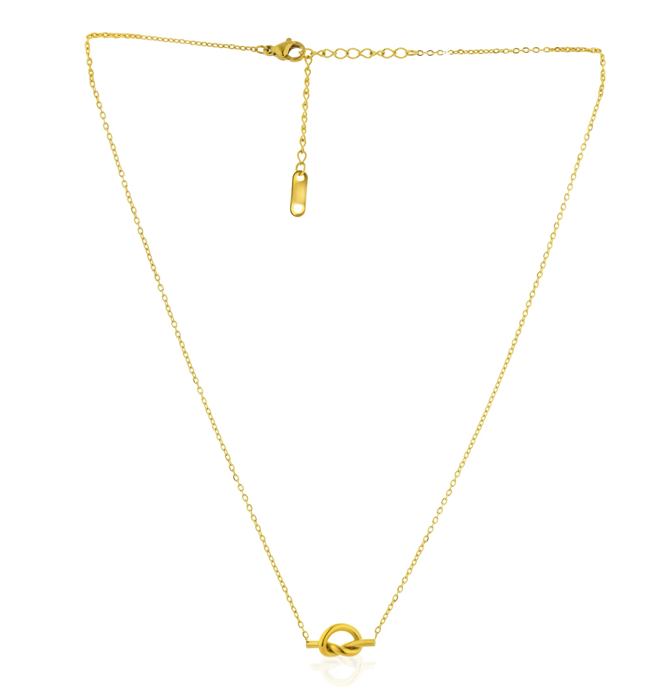 HoopLa Style - Sailor's Love knot- 14K Gold Steel Necklace