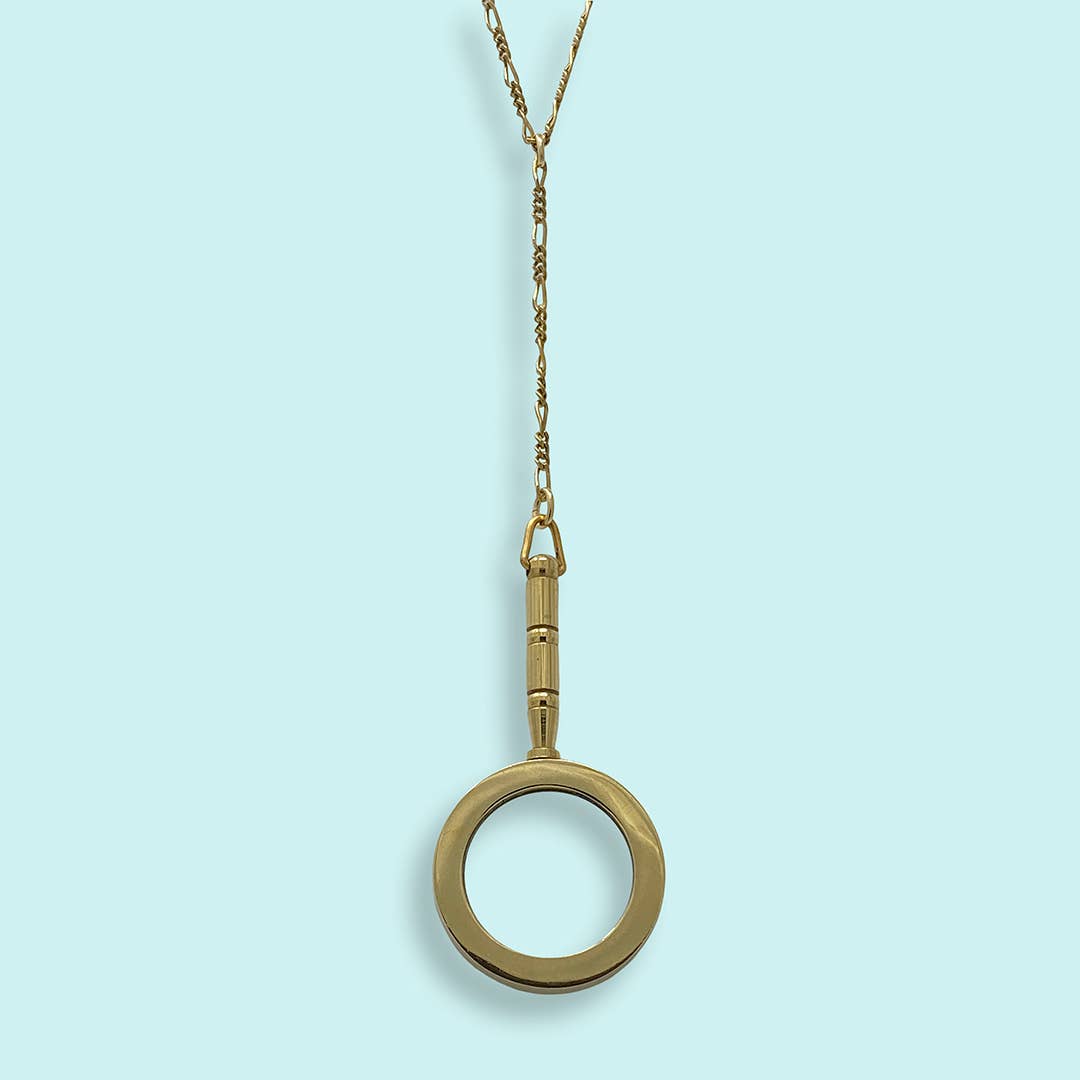 Long Y-drop Magnifying Glass Necklace: 28 Inch