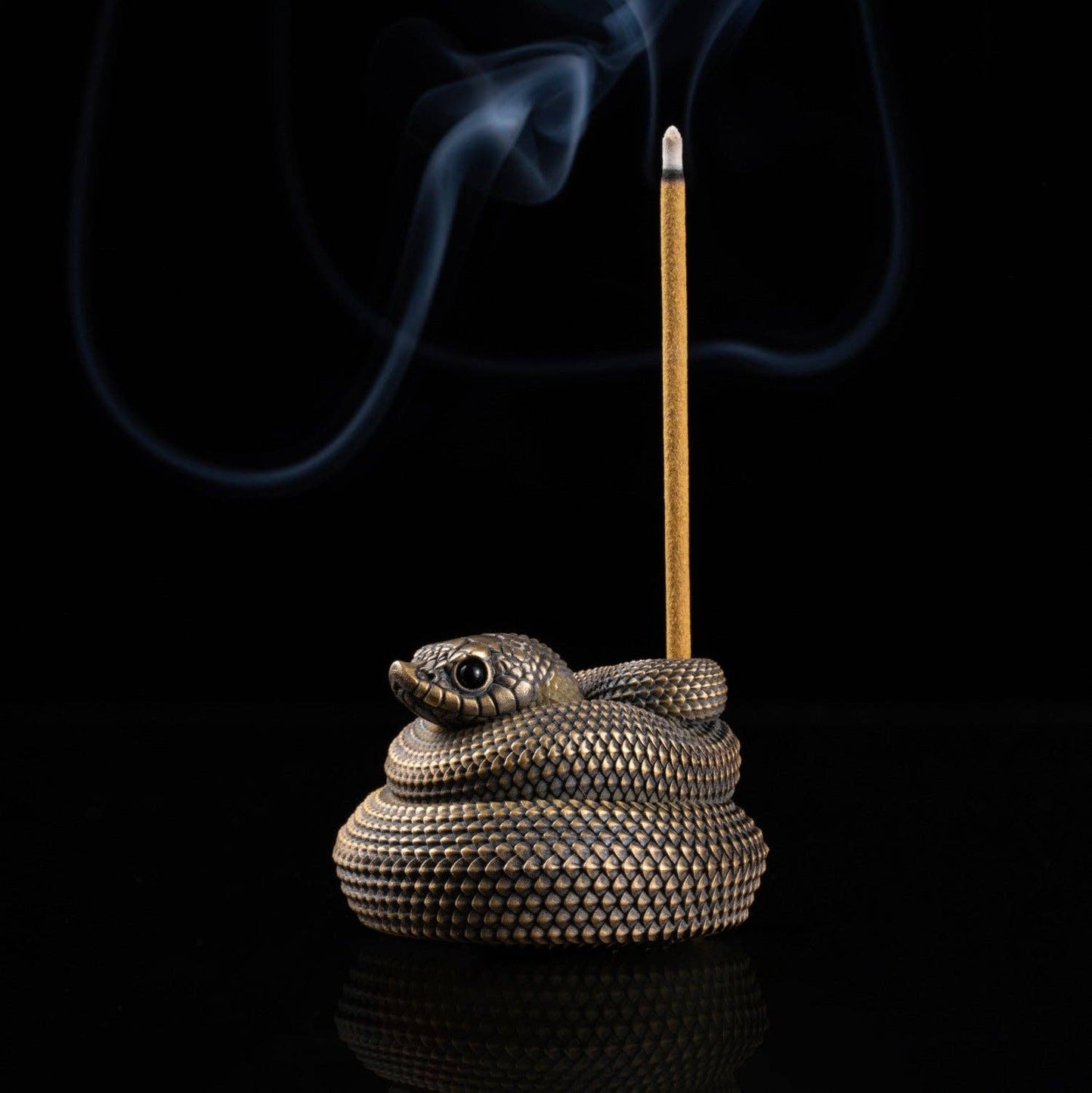 Hognose Snake Incense Holder: Brass