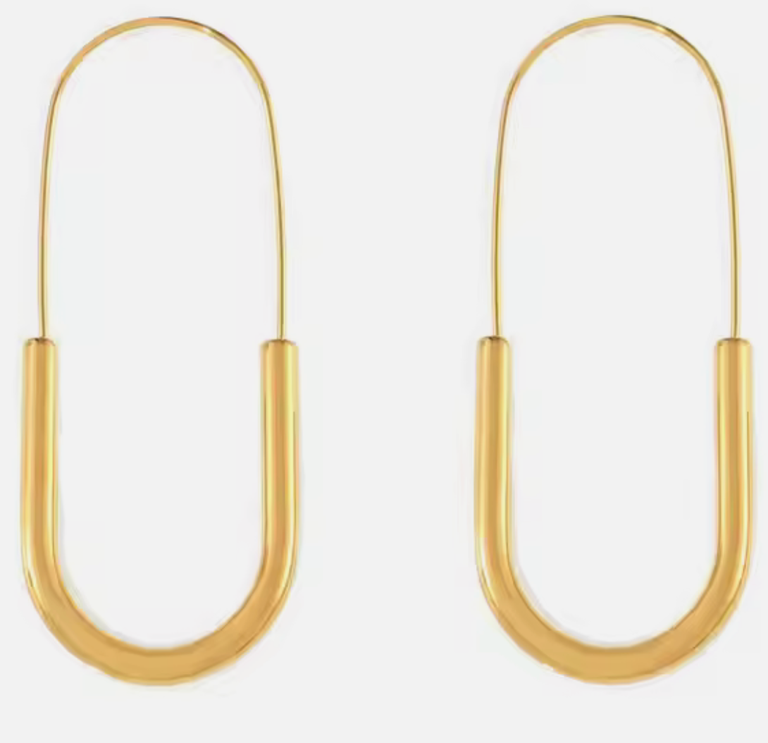 HoopLa Style - Paperclip Hoop- Drop Stainless Steel Earring: Gold