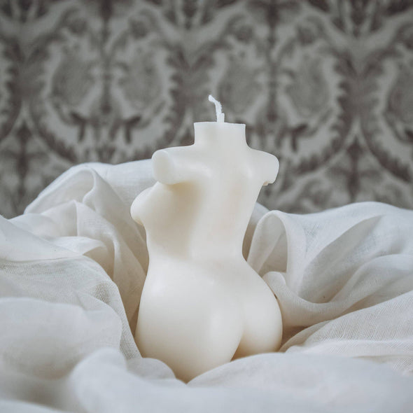 Large Curvy Woman Candle | Pillar Candle: Tan