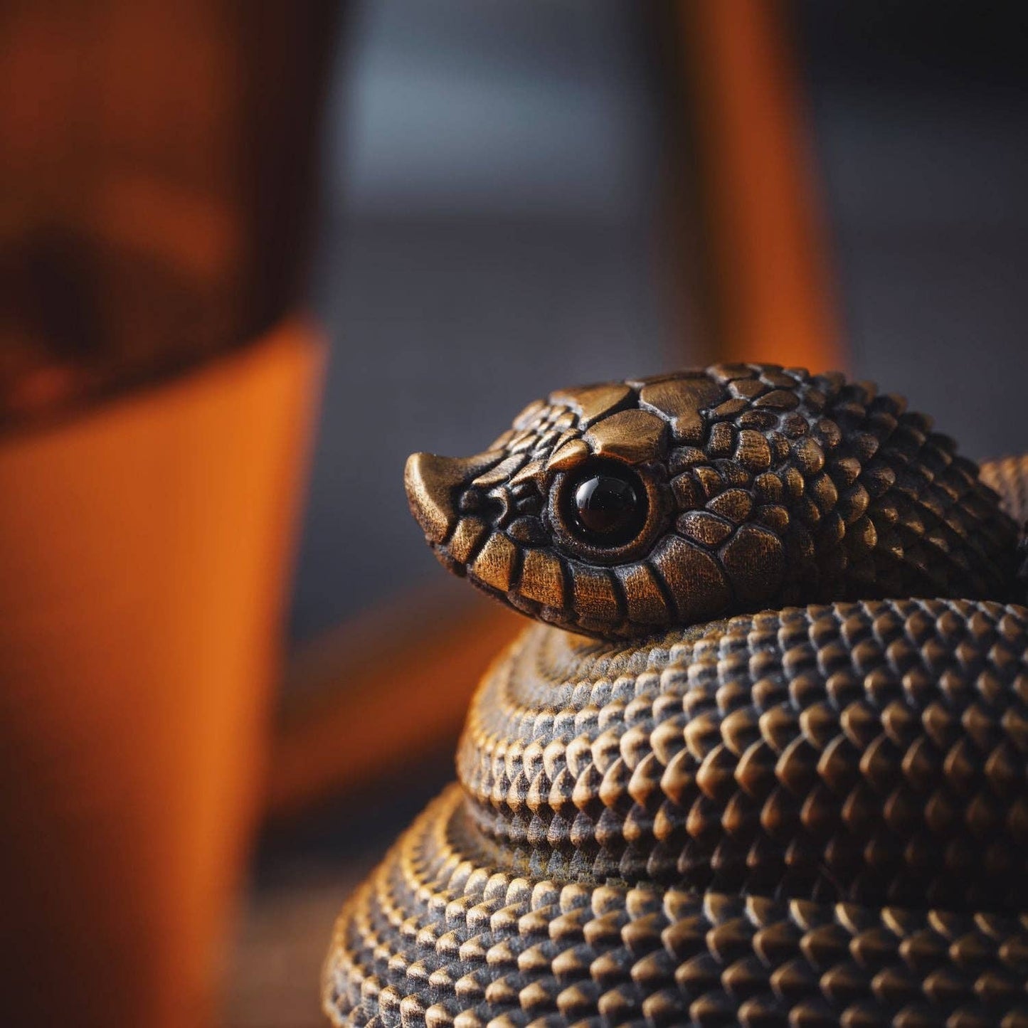 Hognose Snake Incense Holder: Brass