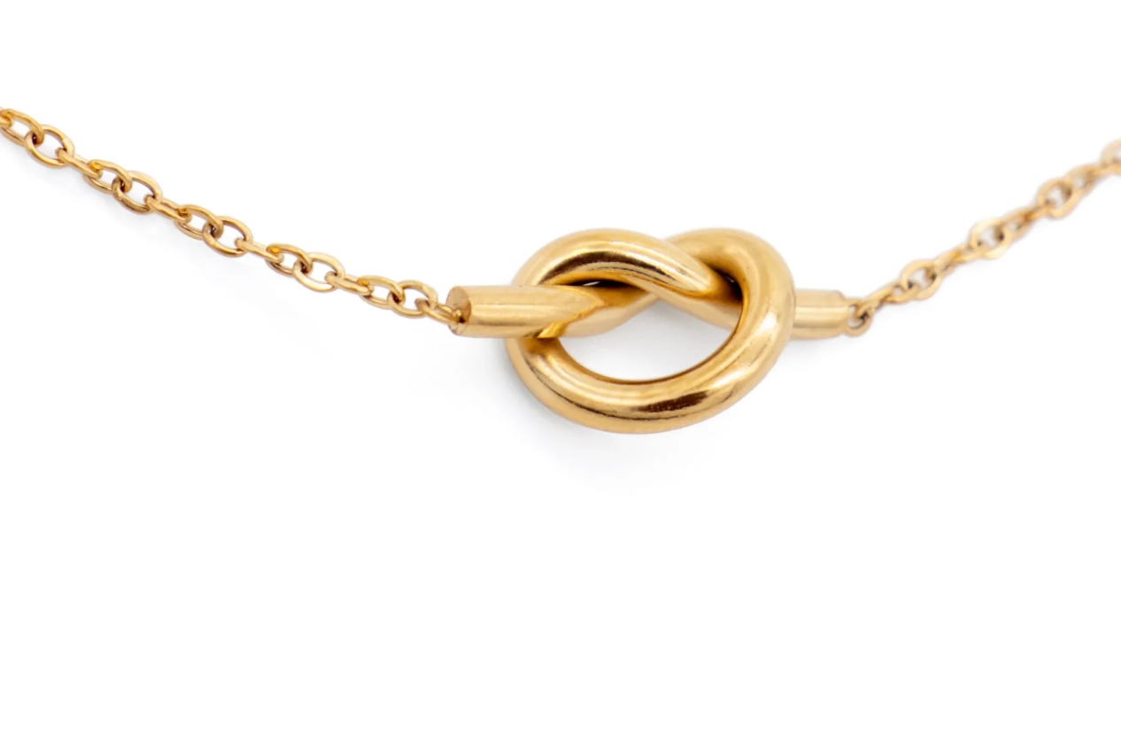 HoopLa Style - Sailor's Love knot- 14K Gold Steel Necklace