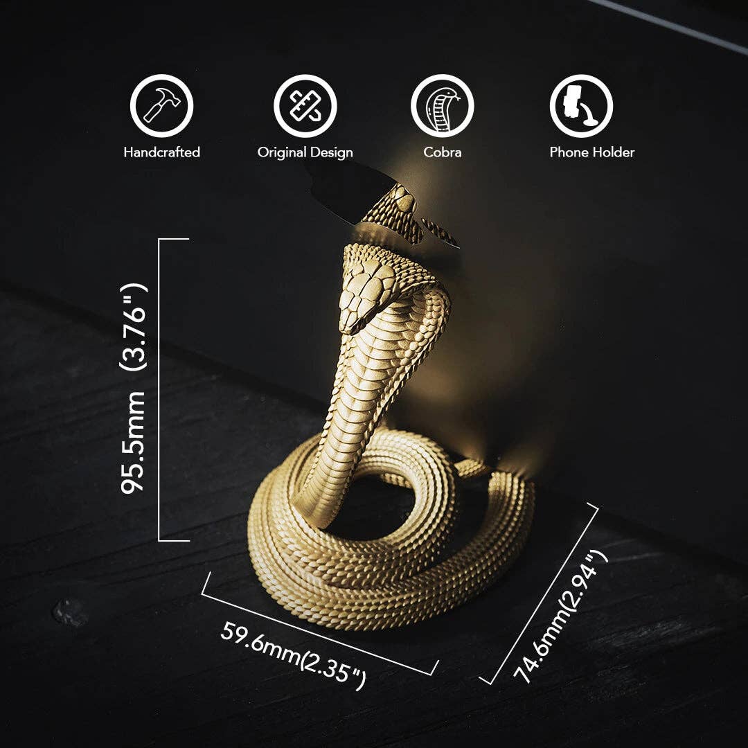 Cobra Phone Stand: Brass