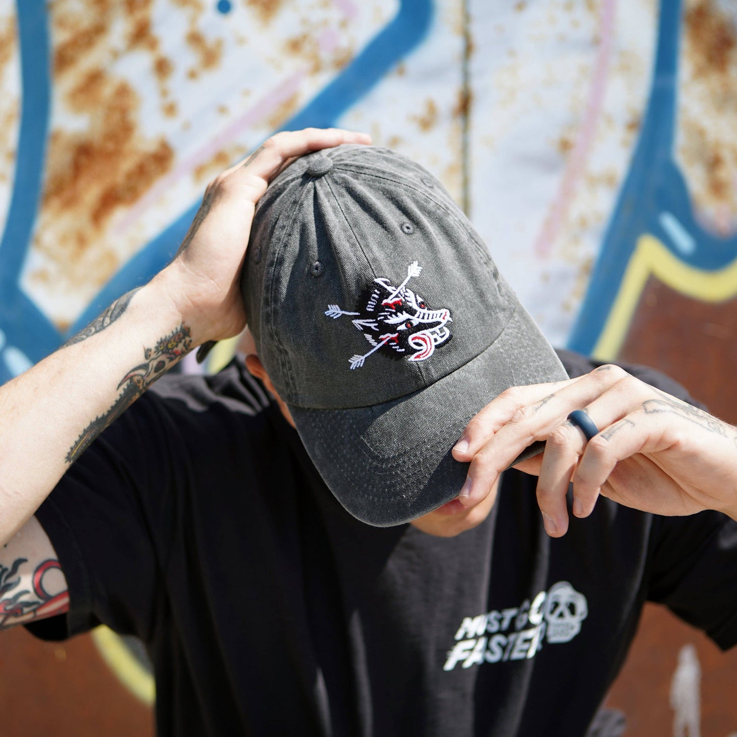 Wolf Dad Hat: Washed Black