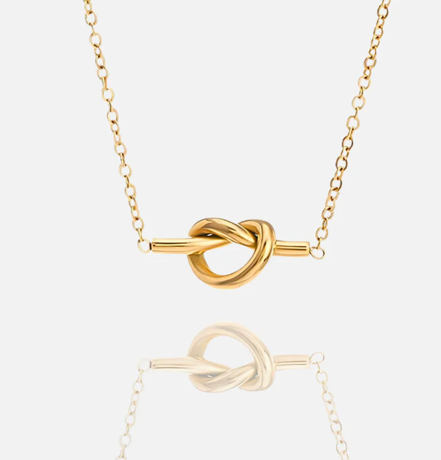 HoopLa Style - Sailor's Love knot- 14K Gold Steel Necklace