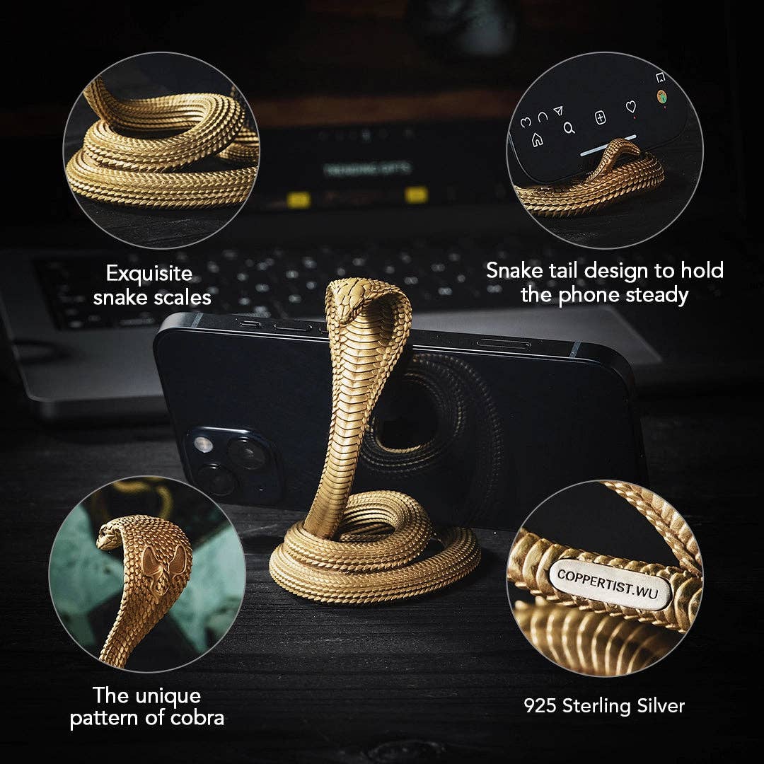 Cobra Phone Stand: Brass