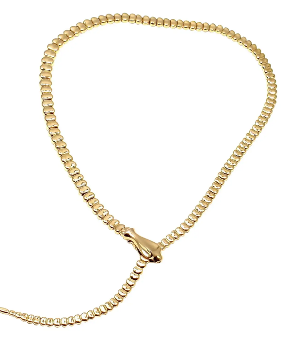 HoopLa Style - The Snake Lariat Chain Belt. Chunky steel 14K and silver: Yellow Gold