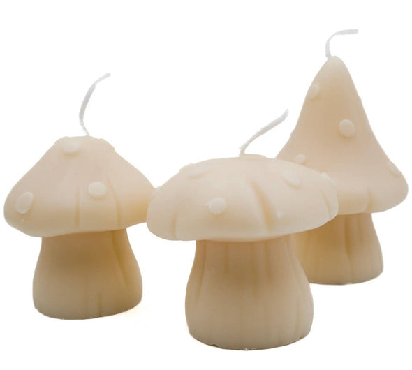 MUSHROOM CANDLE | PILLAR: White with gold spots / Regular