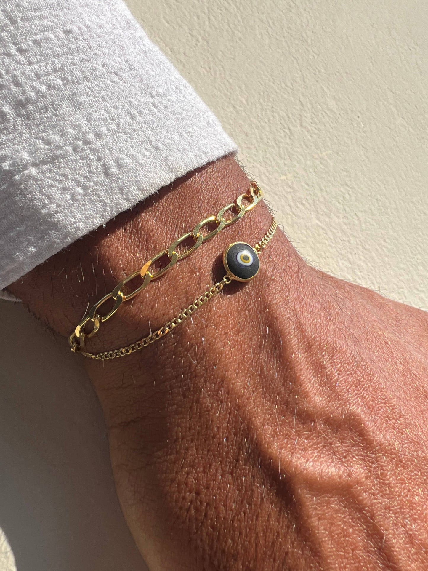 Men's Gold Evil Eye Bracelet, Protection Bracelet Men, Gold: 21cm / Chain Bracelet