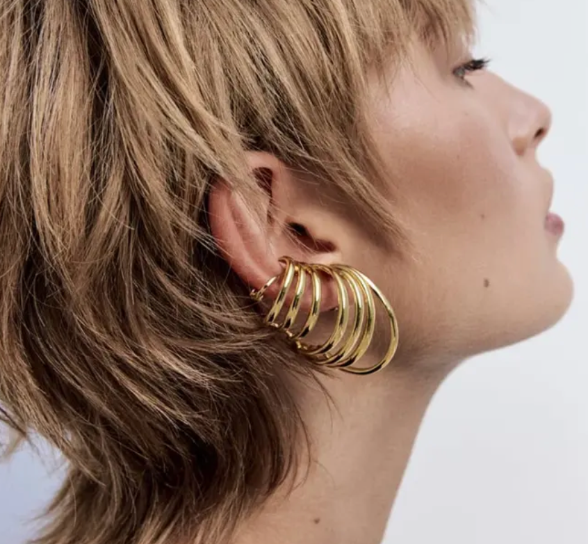 HoopLa Style - Whirlwind Earring. The Multi pierced  look Climber Ear Cuff: Yellow Gold