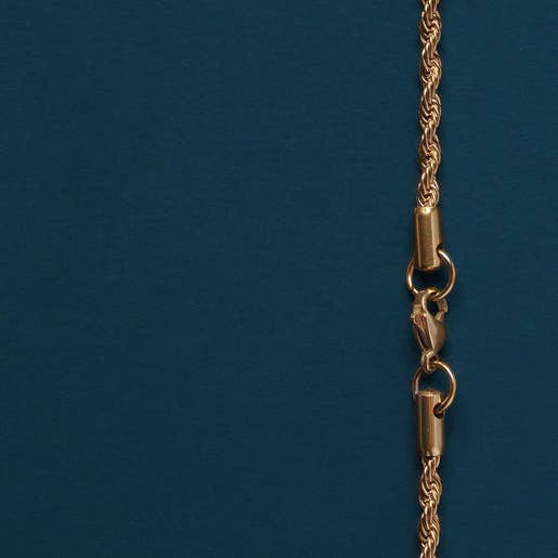 3mm gold plated rope chain necklace for men: 22"