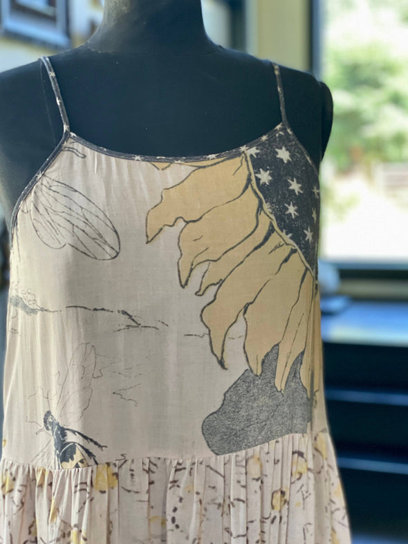 Milk & Honey Bohéme Slip Dress with Bees and Sunflowers