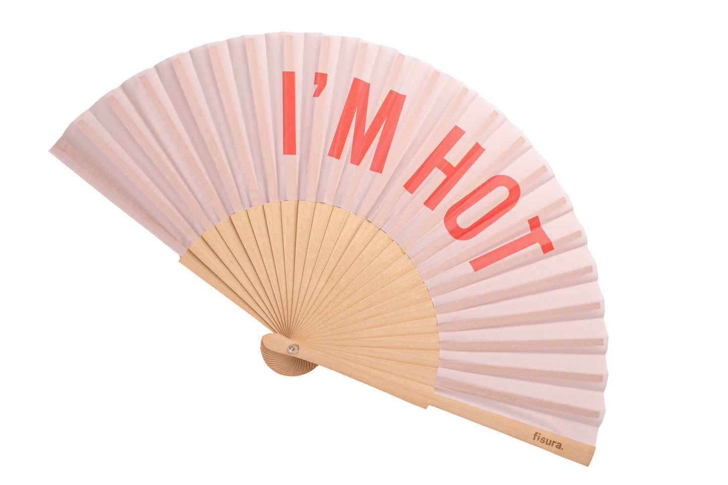 “I'm hot” beige and red fan