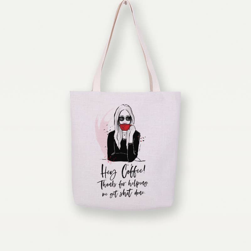 Hey Coffee Canvas Tote Bag, Handbag