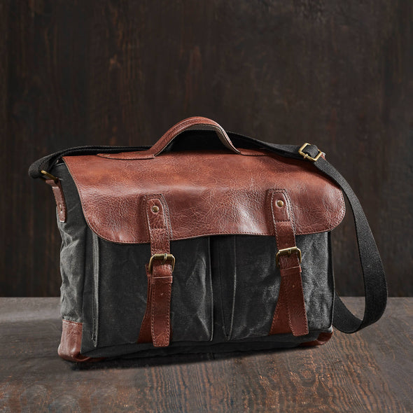 Aldrich Unisex Messenger Bag with Up-Cycled Canvas