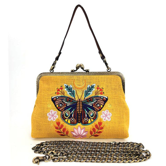 Moon Moth Vintage Kisslock Bag: Yellow