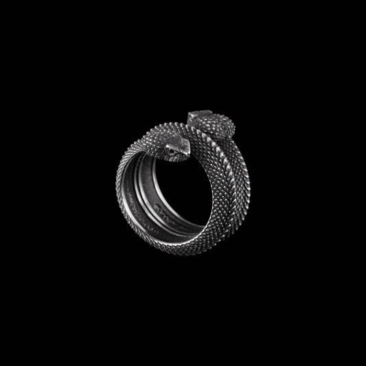 Amphisbaena Triple layer Ring: Oxidized Silver / 10