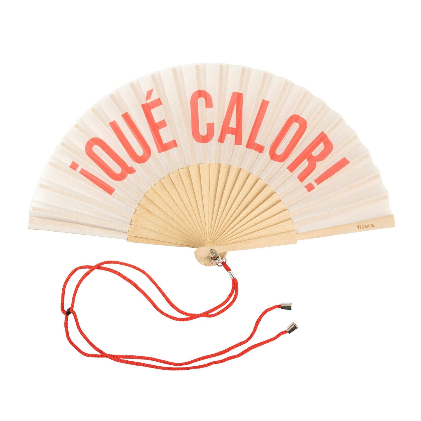 Que Calor Beige and Red Fan